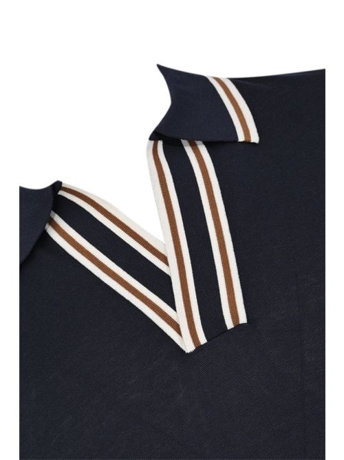 Polo in seta e cotone Blu Paolo Pecora | A031 F2006685